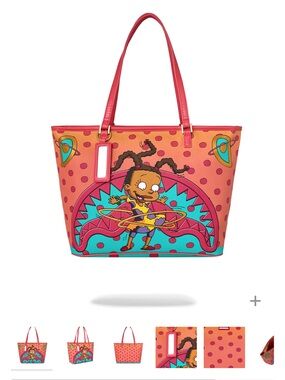 Sprayground Pink Orange Cartoon Print Tote (FIRM PRICE)